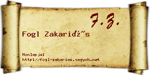 Fogl Zakariás névjegykártya
